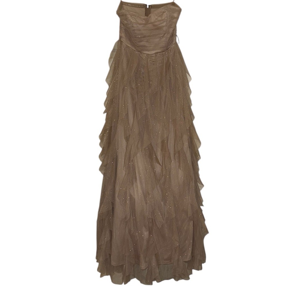 Deb Strapless Ruffle Sparkly Gown